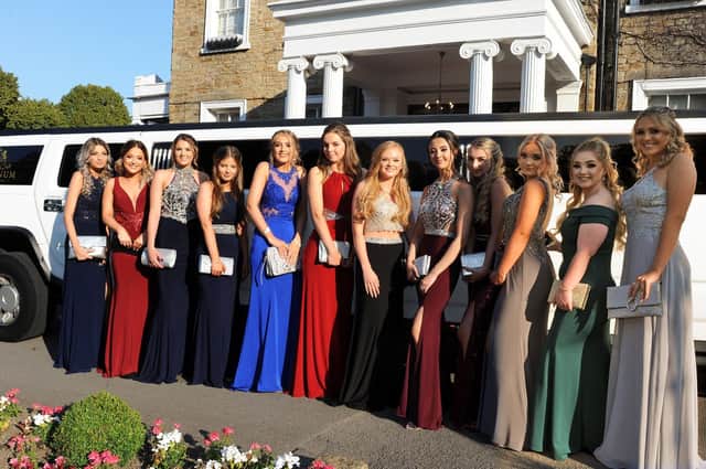 Some of the prom goers who arrived in style via limousine at the Tupton Hall Prom in 2019
