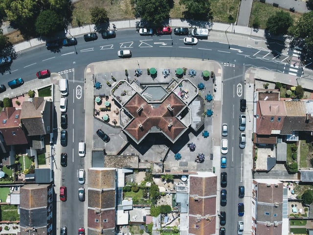 The Baffins pub with its unusual shape