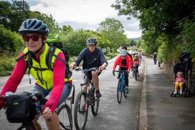 Hope Valley College students and their parents took to the area’s busy A6187 in a ‘bike-bus’ convoy