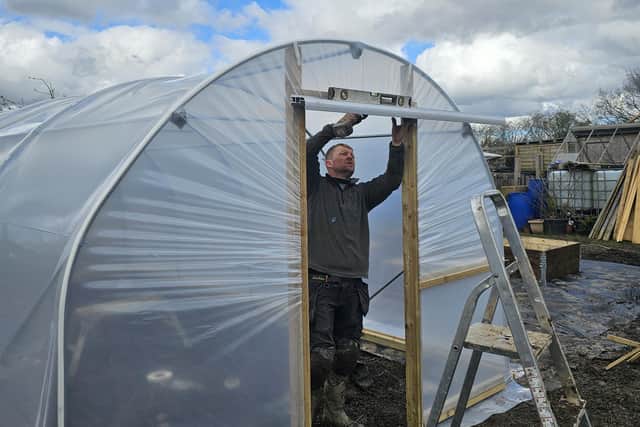 Having a polytunnel or greenhouse is hugely advantageous due to the fact you can extend your growing season and protect things over the winter.