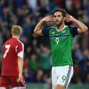 Will Grigg in action for Northern Ireland in 2016. (Photo by Charles McQuillan/Getty Images)
