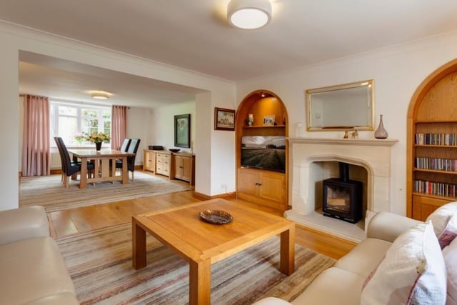 This shows how the combination of the dining room and sitting room creates a pleasant open-plan area of the £950,000 house.