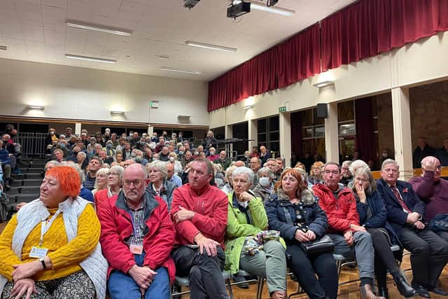 Hundreds of Chesterfield residents and MP Toby Perkins gathered last night to have their say on controversial plans to build a major new cycle route across town. Image: Toby Perkins, via Twitter.