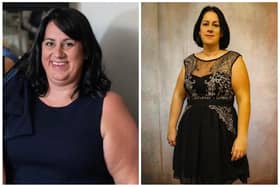 Before and after photos show the transformation in Bev Barnes who has lost 5st 1lb in 14 months.