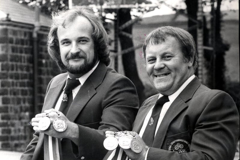 Mike Kelly (right) and Steve Gregg (left), disabled Olympic winners pictured in July 1980