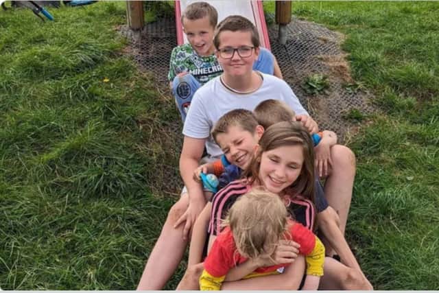 Abi and Jon Wood, and their six children Dec, Olivia, Cameron, Ethan, Harvey and Tommy-Lee, have been forced to abandon their home after a fire last week.