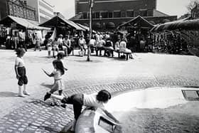 The fountain at New Square in Chesterfield ,1982.