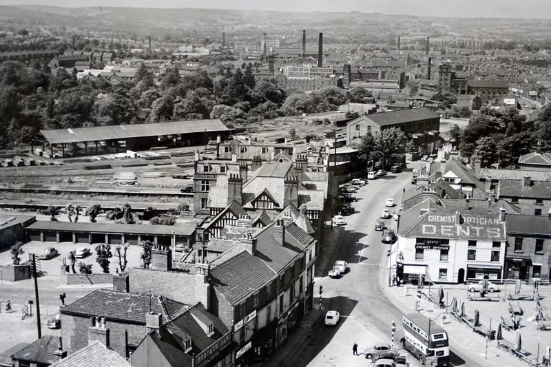 View of West Bars and the Brampton area from Chesterfield Market Hall, June 1959.