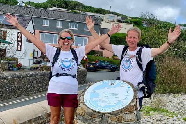 Martin and Yvonne Mammatt at the end of their Pembrokeshire Coast Path walk.