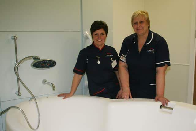 Joanne Heaton and Lyn Guerriero check out improved facilities at Chesterfield Royal Hospital in 2010.