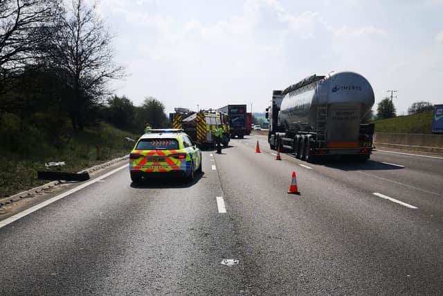 The M1 near Chesterfield is now back open again following a fire caused by fallen power lines.