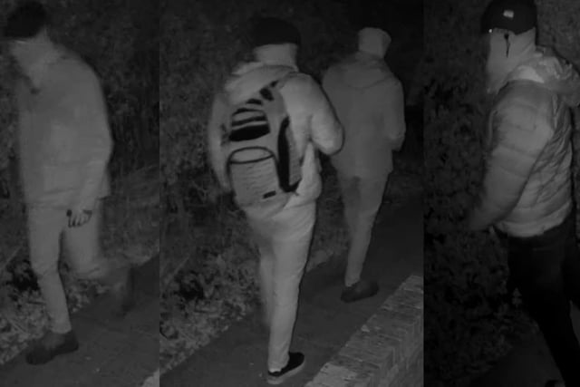 Officers have released this CCTV image of three men seen near the scene of one of a number of burglaries across Derby, Amber Valley, and the Derbyshire Dales.
The incidents, which have mainly occurred in Quarndon and Belper, have seen thousands of pounds worth of jewellery and designer items stolen.
They took place at the following locations – with offenders either smashing windows or forcing doors at the back of the properties in the late afternoon and evening:
Church Road, Quarndon – 10 November between 5.30pm and 8pm
Two houses in Woodlands Road, Quarndon – 9 November between 4.45pm and 7.20pm
Burley Lane, Quarndon – 25 November at 6.40pm
Summer Lane, Wirksworth – 26 November between 3.20pm and 6.50pm
Sandybrook Close, Ashbourne – between 24 and 26 November
The Nook, Holbrook – 9 November between 5pm and 11pm
Ryknield Road, Belper – between 28 October and 8 November
West Bank Road, Allestree – between 1 November and 3 November
The CCTV image shown here was recovered from the scene of the incident in Burley Lane, Quarndon, on 25 November and shows three men who were in the area at 6.40pm.