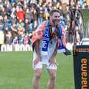 Will Grigg enjoying the promotion celebrations. Picture: Tina Jenner