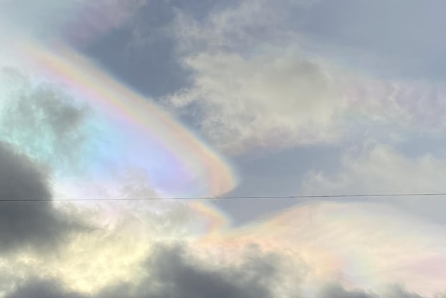 The Nacreous clouds looked like a colourful disc in the sky. Photo Heather Louise King