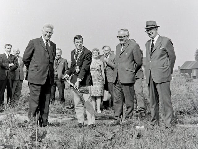 Digging the first sod for Ripley baths, November 1971.