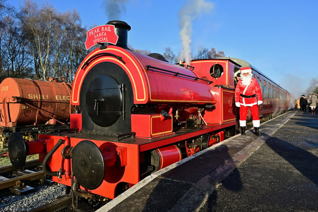 Santa gets ready to board the train