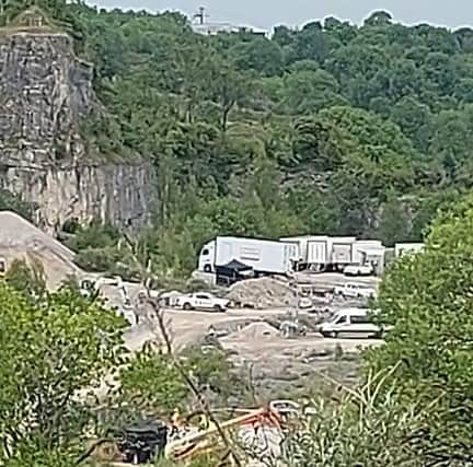Barlow resident Dale Holford managed to picture film crews arriving at Wirksworth's Middle Peak Quarry earlier this week