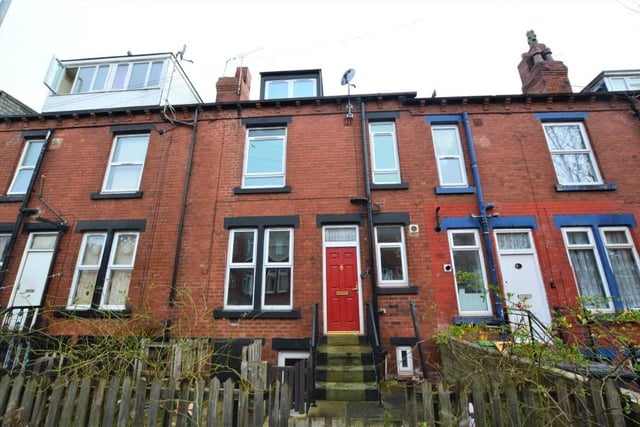 This two-bedroom terrace house at 7 Trentham Avenue, Leeds, is listed for a guide price of £55,000-£60,000.