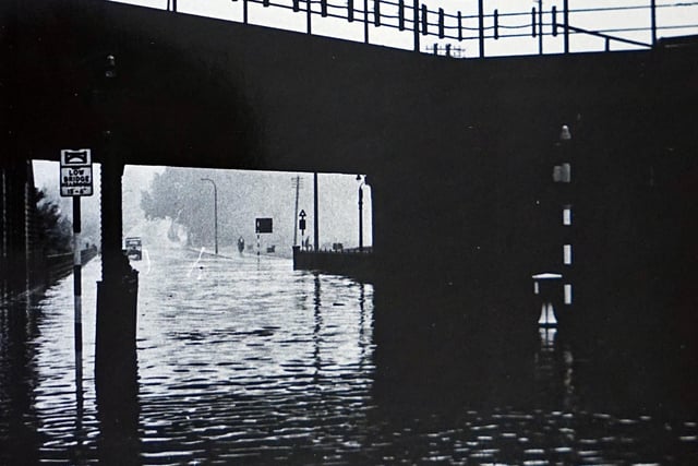Chesterfield floods at Horns Bridge, 1950s.