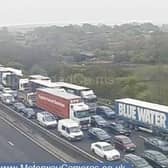 The incident has forced all traffic to be held in place. Credit: www.MotorwayCameras.co.uk