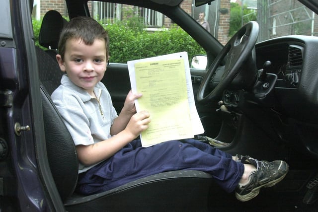 Five-year-old Dale Burdon of Southey Crescent and his motoring summons which was sent out incorrectly