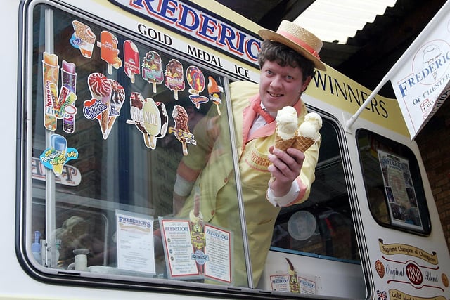 John Slater on board the Fredericks ice cream van that was used in the TV series Life On Mars.