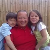 Jake Li, 25 and his sister Beth, 23, from Chesterfield are taking on the Tough Mudder challenge this year to raise funds for Ashgate Hospice, who supported their dad in his final months. Above Jake and Beth enjoying time with their dad when they were kids.