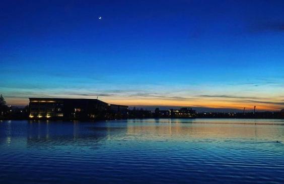 Doncaster Lakeside at twilight. From @paulhuby
