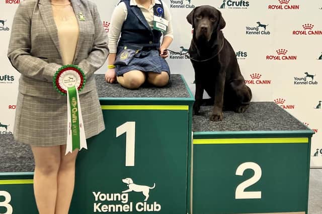 Eliza Darwesh, 9, from Chesterfield and her 16-month-old Labrador Merlin were winners of the Junior Handling open for young trainers and their gundogs at Crufts 2023.