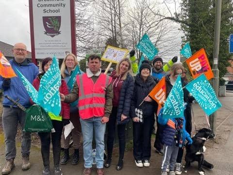 Picket lines have been formed in front of different schools across the region including Brookfield Community School.