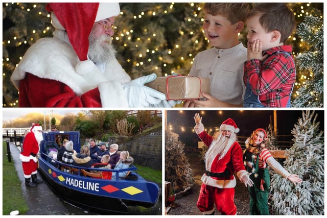 Where will your children be meeting Santa in the run-up to Christmas?  (Photos courtesy of Stewart Attwood, Bluebell Farm Park, Chesterfield Canal Trust, clockwise from top).