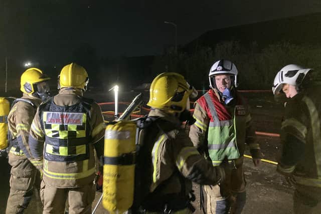 Fire crews at the scene in Stanton-by-Dale last night. Image: Derbyshire FRS.