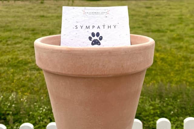 The seeded pet bereavement card and bracelet have become best sellers for Letterbox Love. Image: Poppy PR