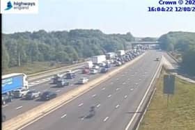 There was heavy traffic on the M1 northbound in Derbyshire due to a multi-vehicle crash earlier today (August 12)