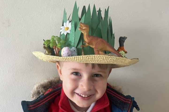A dinosaur-themed Easter bonnet!