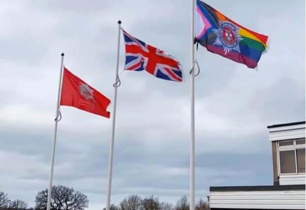 Derbyshire Police have raised a rainbow flag in support of LGBT+ History month.