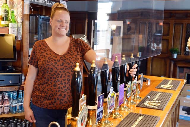 Chesterfield Arms landlady Emma Clarke. The pub has urged regulars to continue using the pub's takeaway service.