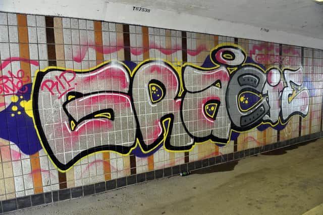 The graffiti art dedicated to Gracie on the underpass at the Whittington Moor roundabout