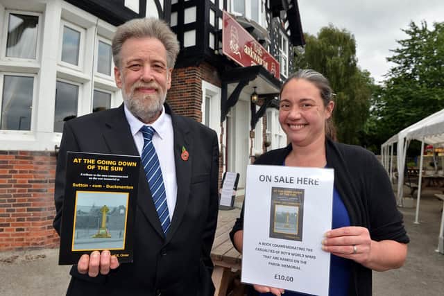 Michael Orme with Kathy Chadwick, landlady of the Arkwright Arms where Michael's  book is on sale.