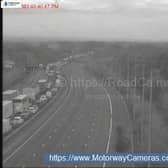 Traffic has been stopped on the M1 south between J27 Heanor and J26 Nottingham due to a lorry fire.