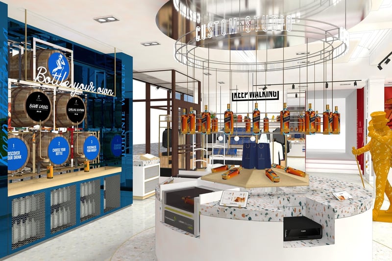 The team said of the shop: "Offering limited edition bottlings, exclusive liquids, merchandise and a personalisation custom studio, the space goes beyond traditional retail, using visual theatre and storytelling to take shoppers on an immersive journey into the world of Johnnie Walker and whisky."