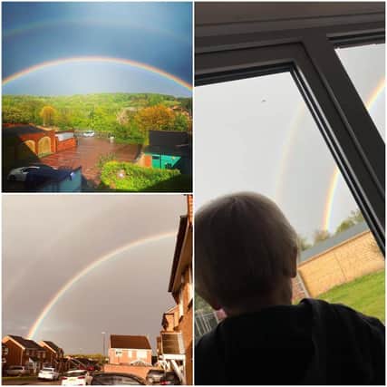 Derbyshire Times' readers have been sharing their colourful rainbow pictures after a rare triple rainbow was spotted over the county on Monday