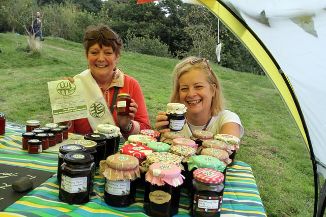 New Mills WI members Corinne Stewart and Karen Johnson were selling preserves  most of which were made of fruit from the orchard.