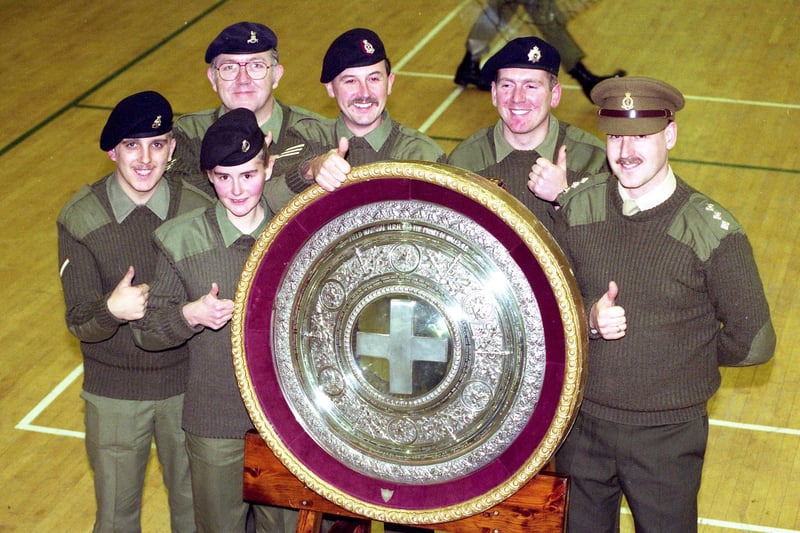 Members of 251 (Sunderland) Field Ambulance RAMC (V) was voted the best in the country in November 1991. Pictured are W/Pte Kathryn Park, L/Cpl Joseph Bulmer, Staff Sgt James Armstrong, Sgt Paul Young, Driver Brian Watson and Capt Tom McLean.
