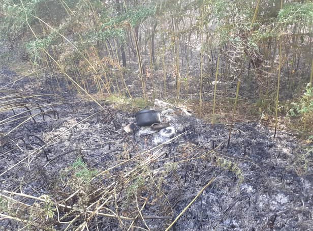 Damage was caused to an area around Nine Ladies Stone Circle on Stanton Moor when an open fire was used to cook food (Picture: Derbyshire Rural Crime Team)