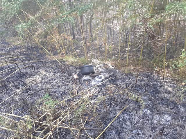 Damage was caused to an area around Nine Ladies Stone Circle on Stanton Moor when an open fire was used to cook food (Picture: Derbyshire Rural Crime Team)