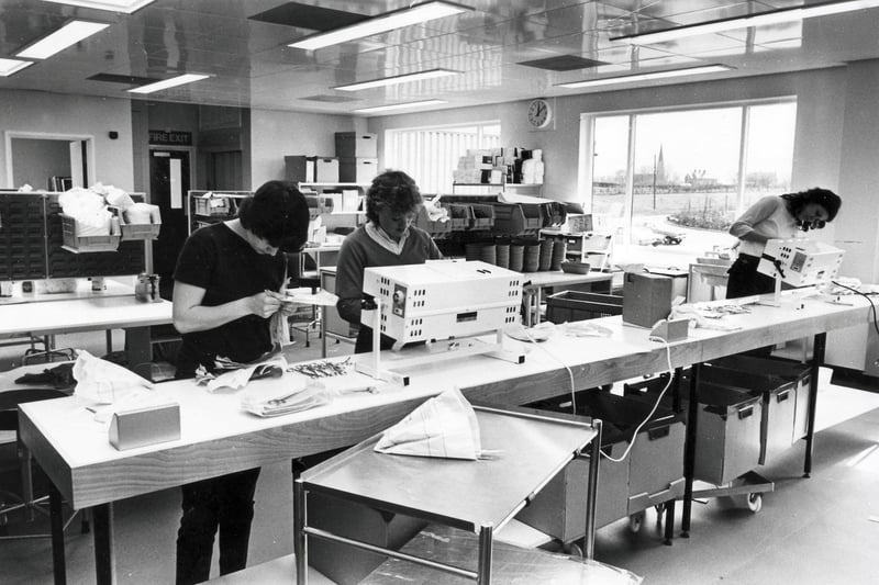 Staff get equipment ready for the opening of the new Chesterfield and North Derbyshire Royal Hospital at Calow in 1984.