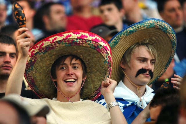 Wednesday fans decked out in colourful attire at Birmingham City in April 2007.