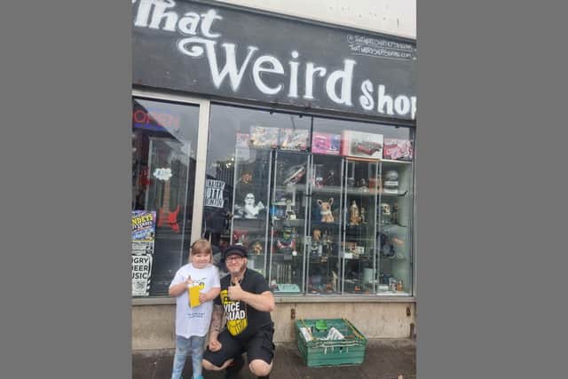 Eliza is raising funds via her GoFundMe page, and during the walks and also has a collection pot at That Weird Shop at Sneinton, Eliza's favourite store.  Above Eliza with Zee Rowe,who runs That Weird Shop at Sneinton.