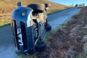 Police have released images after a car had an ‘encounter’ with ice in Derbyshire. Image: Derbyshire police.